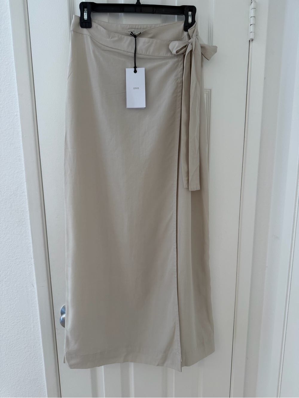 Onia Flax Maxi Wrap Skirt Size S NWT Lyocell Linen Blend Neutral Beige $165